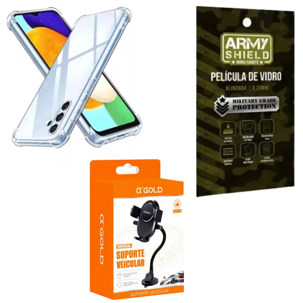 Capa Para Galaxy A56 + Suporte Veicular + Pelicula de Vidro 3D - Armyshield