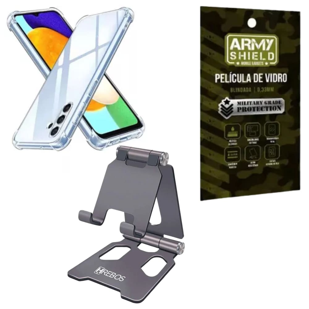 Capa Para Galaxy A56 + Suporte Mesa + Pelicula de Vidro 3D - Armyshield