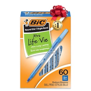 Canetas esferográficas BIC Round Stick Xtra Life Medium Blue 60 unidades
