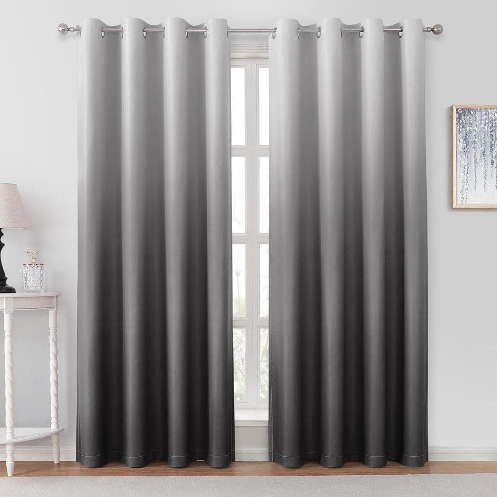 Cortinas Blackout HOMEIDEAS Grey Ombre 132x213cm 2 painéis