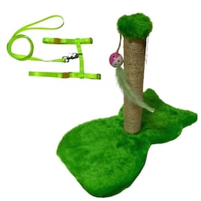 Kit Para Gatos - Arranhador Torre E Peitoral Neon Amarelo.