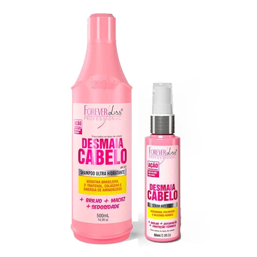 Kit Desmaia Cabelo Shampoo 500ml e Sérum Forever Liss