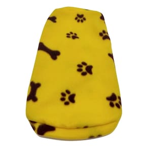 Roupa capa soft para cachorro amarelo com patinhas tamanho M
