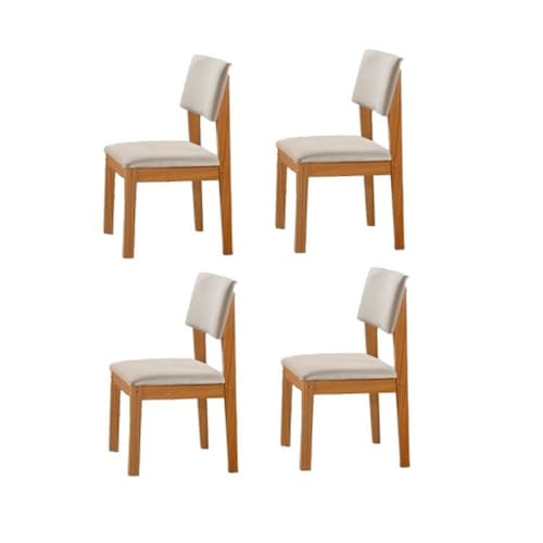 imagem-Kit 4 Cadeiras para Mesa de Jantar Estofada - Turim - LJ Móveis - Off White 