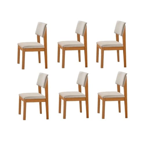 imagem-Kit 6 Cadeiras para Mesa de Jantar Estofada - Jade - LJ Móveis - Off White 