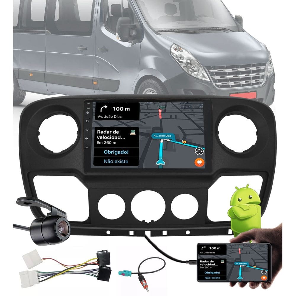 Multimídia 10" Polegadas Renault Master 2010 em diante Android Bluetooth + Câmera de Ré Moldura Chicote de Ligação Adaptador de Antena