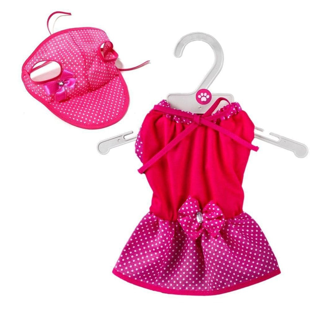 Kit Boné E Vestido De Verão - Rosa Poa  P