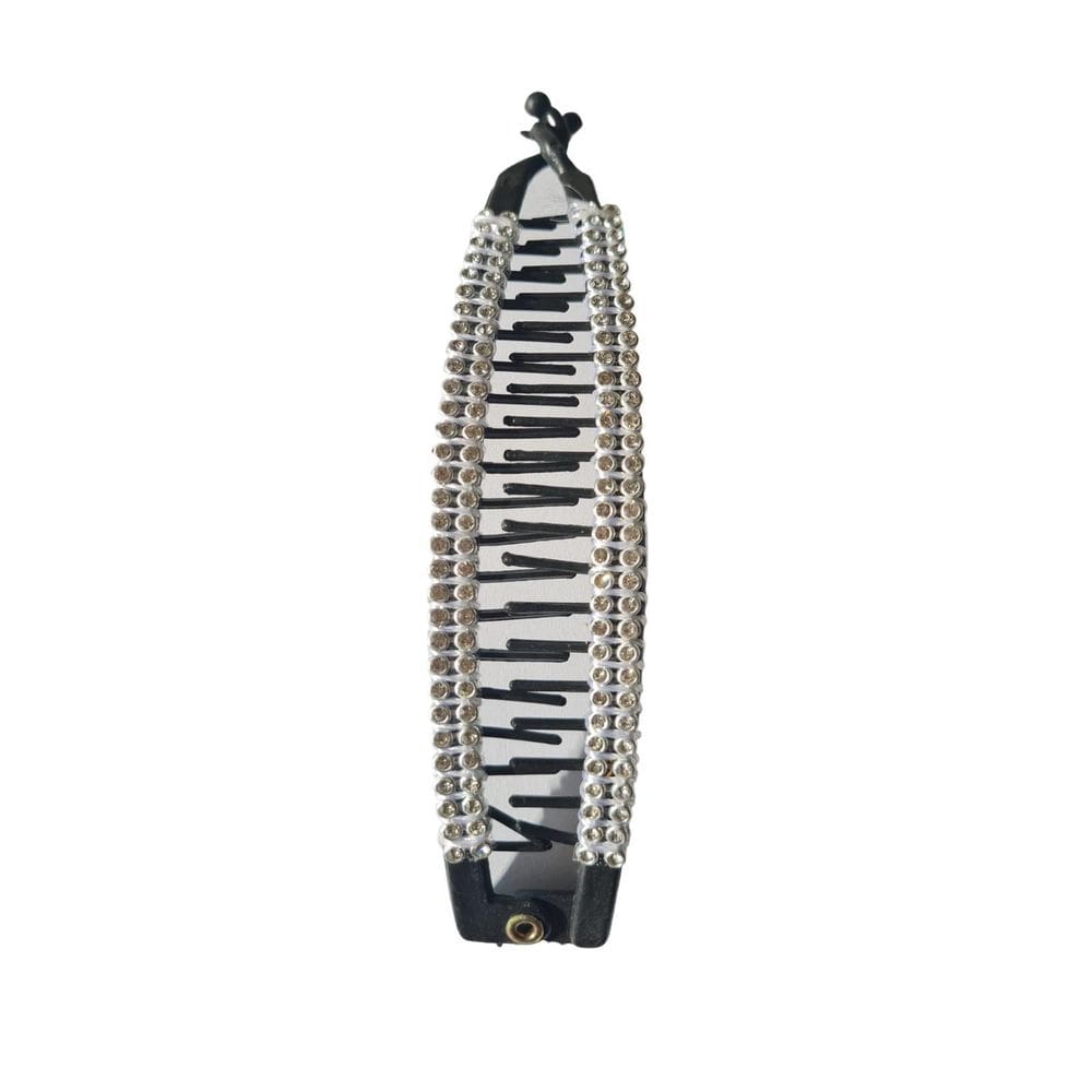 Kit 12 Presilhas Banana De Cabelo Preta Com Pedra 15Cm