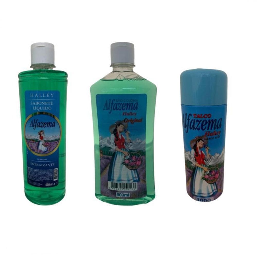 Kit 3 Colônia 500Ml, Talco 100G, Sabonete Liq 500Ml Alfazema