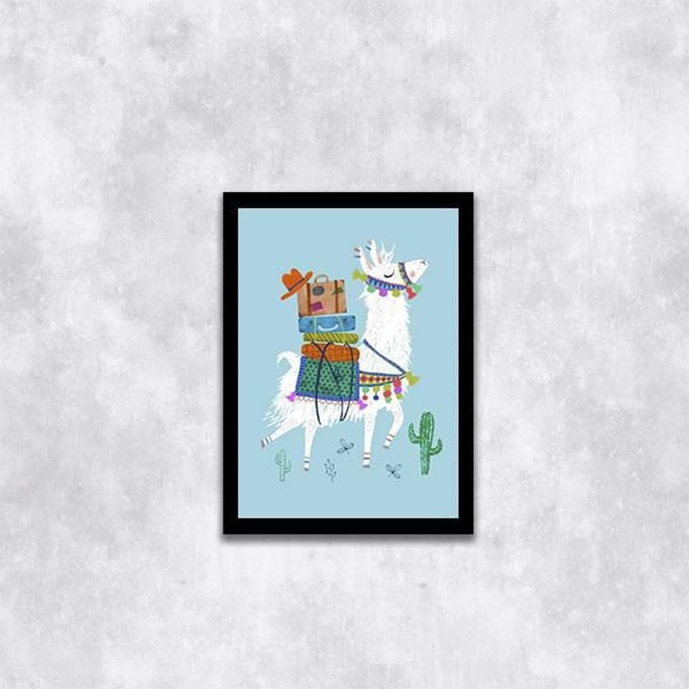 Quadro Decorativo Lhamas Com Malas 24X18Cm