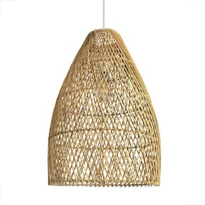 Pendente Em Fibra Natural De Rattan Artesanal Sala E27 Nat39
