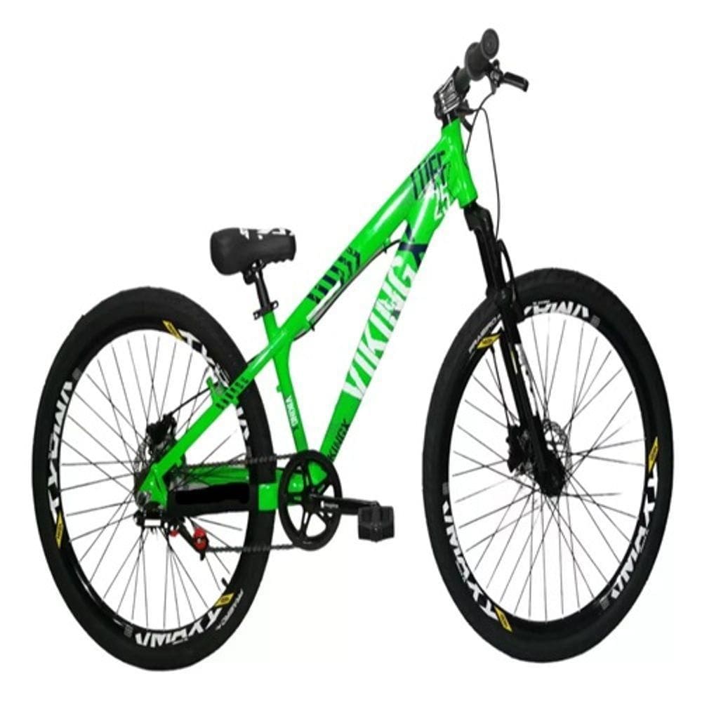 Bicicleta Vikingx Verde Neon Aro 26 Single Wheeling Freio Hidráulico