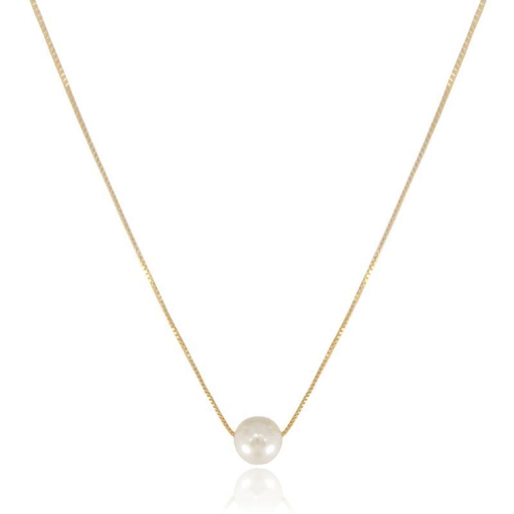 Gargantilha Pérola Banhada A Ouro 18K