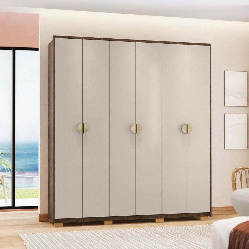 Guarda-Roupa Igaratá 6 Portas 4 Gavetas Imbuia/Marrom Claro - Pnr Móveis