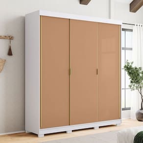 Guarda-Roupa Garibaldi 3 Portas 4 Gavetas 100% Mdf Branco/Camarim - Pnr Móveis