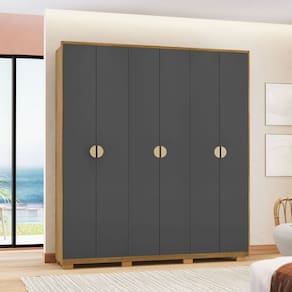 Guarda-Roupa Igaratá 6 Portas 4 Gavetas Natural/Alasca - Pnr Móveis