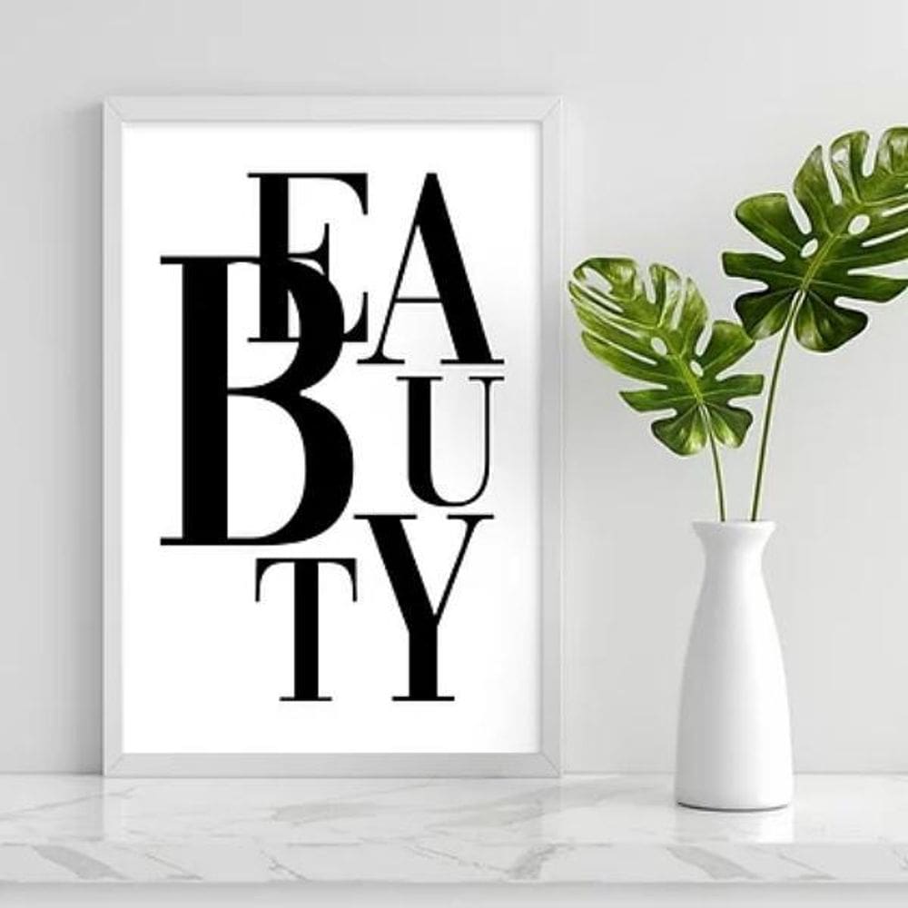 Quadro Palavra Embaralhada Beauty 33X24 C/Vidro - Branca