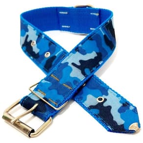 Coleira para cachorro xadrez nylon azul nº.5 38 cm 49 cm