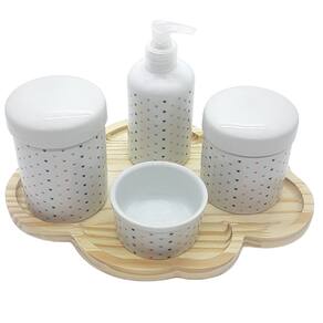 Kit higiene 5 peças Poá Colorido - Molh. Poá - Bandeja Nuvem