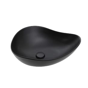 Cuba de Apoio para Banheiro Oval Louça Cerâmica 51cm Obsidiana Pingoo.casa - Preto
