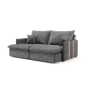 Sofá Retrátil Sem Caixa 3 lugares Solomons Velosuede Grafite 180 cm