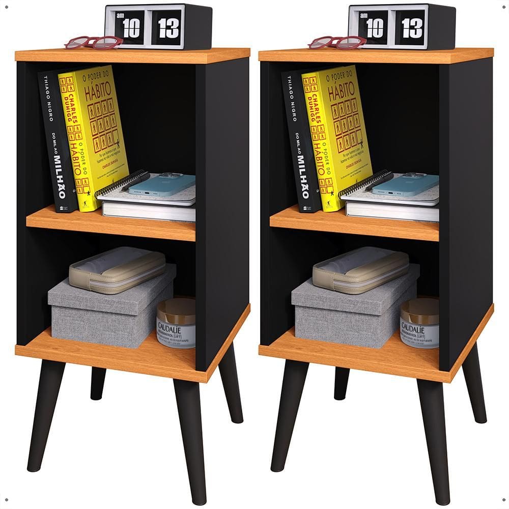 Kit Quarto Mesinha Cabeceira Nicho Prateleira Organizadora Mesa Canto Lateral Cama Charme Retrô -RPM