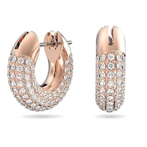 Brincos Swarovski Dextera Hoop Pavé branco em tom de ouro rosa