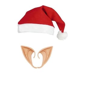 Kit Orelhas Duende Elfo Com Gorro Papai Noel Natal