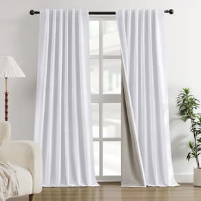 Cortinas HOMEIDEAS Full Chenille Blackout 213x213cm, brancas, 2 painéis