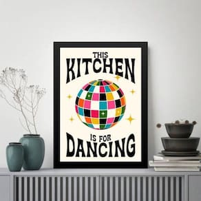Quadro Divertido Cozinha Para Dançar 24X18Cm - Com Vidro