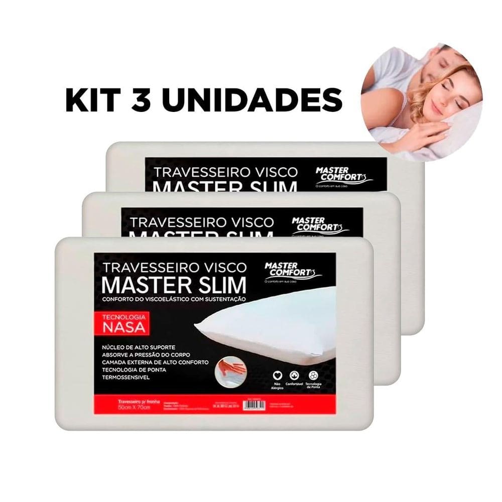 Kit 3 Travesseiro Nasa Antialérgico E Confortável