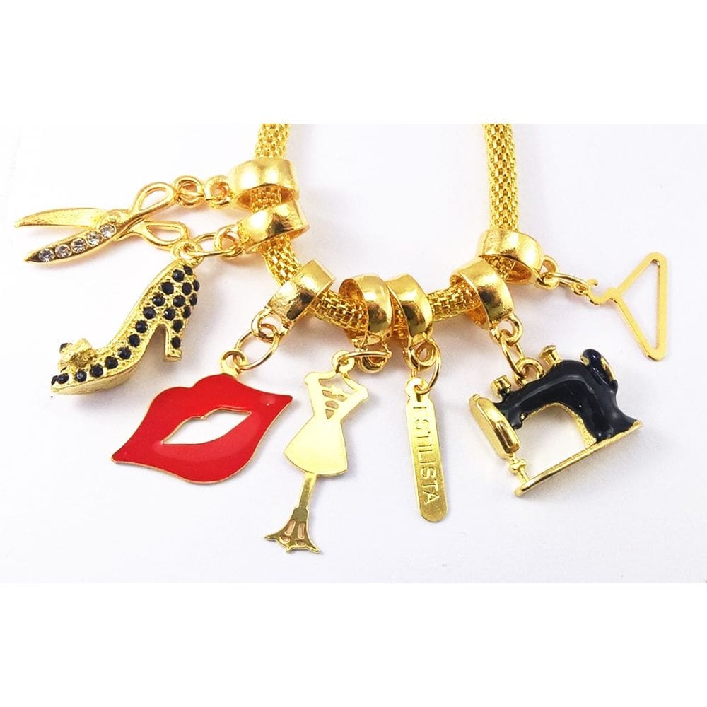 Pulseira Estilista Estilismo Moda Folheado A Ouro 18k