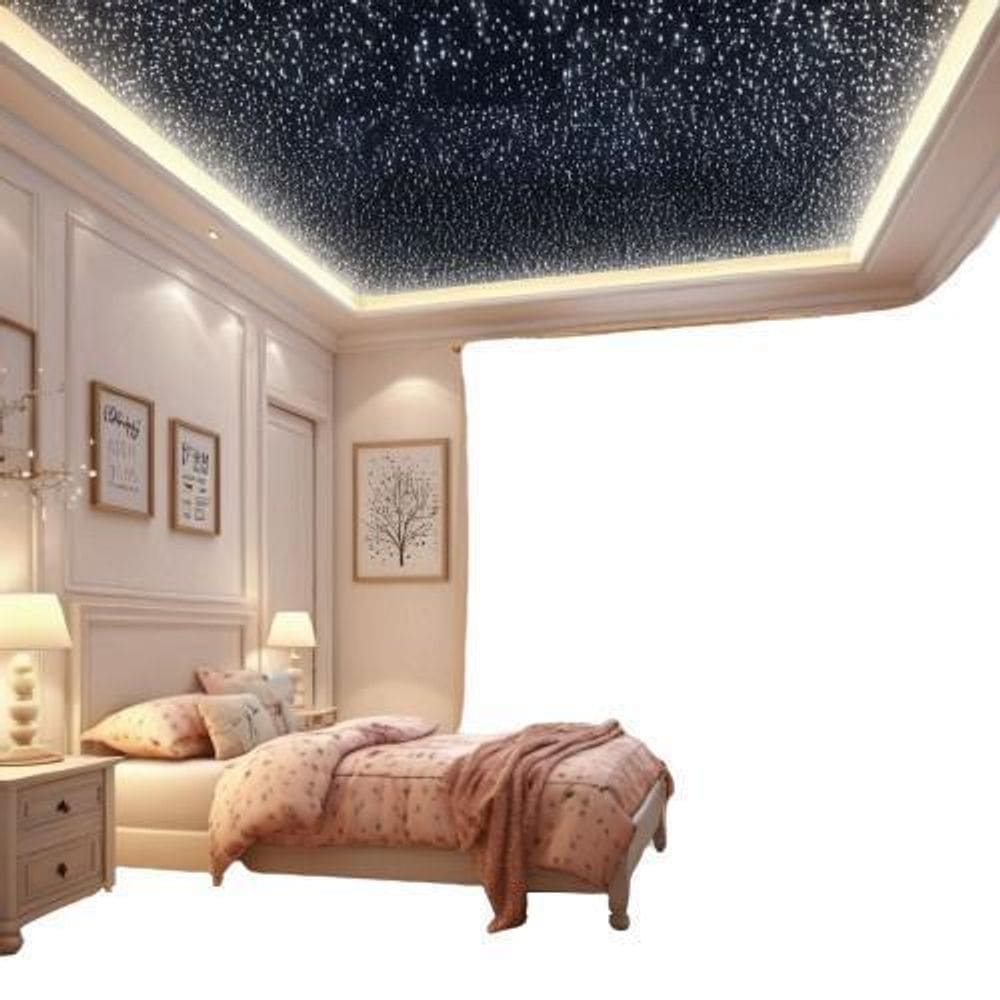 Kit Mix Fibra Ótica Estrelado Colorido Rgb 500 Pontos Teto