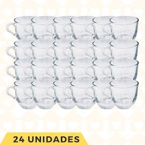 Jogo 24 Xícaras Chá Vidro Resistente 150ML Mesa Posta Café