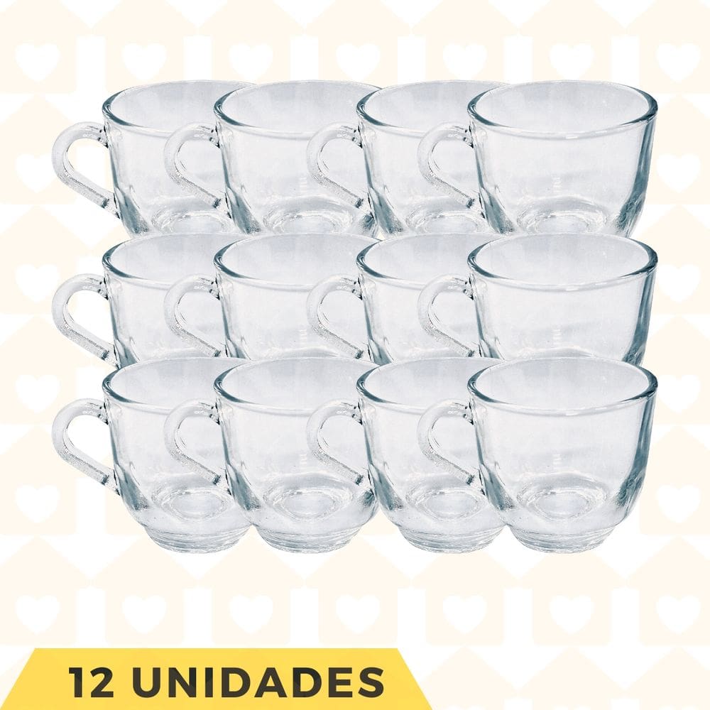 Jogo 12 Xícaras Chá Vidro Resistente 150ML Mesa Posta Café