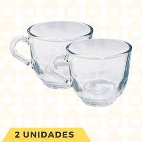 Jogo 2 Xícaras Chá Vidro Resistente 150ML Mesa Posta Café