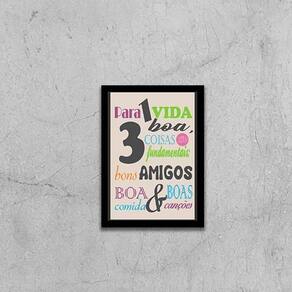 Quadro Receita Para Uma Vida Boa 33X24Cm - Moldura Preta