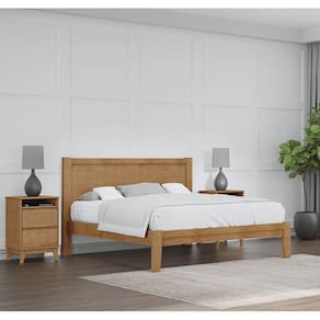Conjunto Quarto: Cama Casal Queen, 2 Mesas Cabeceiras Prata Freijó Madeira Pinus - Finestra