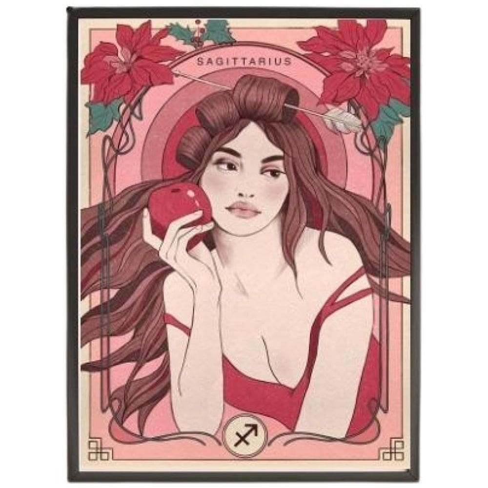 Quadro Decorativo Vintage Signo Sagitário Com Vidro 24X18Cm