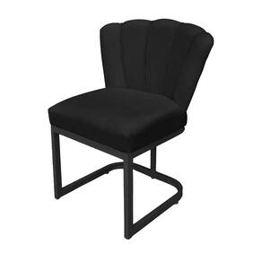 Cadeira Flor Base Industrial Preta Veludo - Vallisa Decor