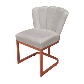Cadeira Pétala Base Industrial Cobre Veludo Bege - Vallisa Decor