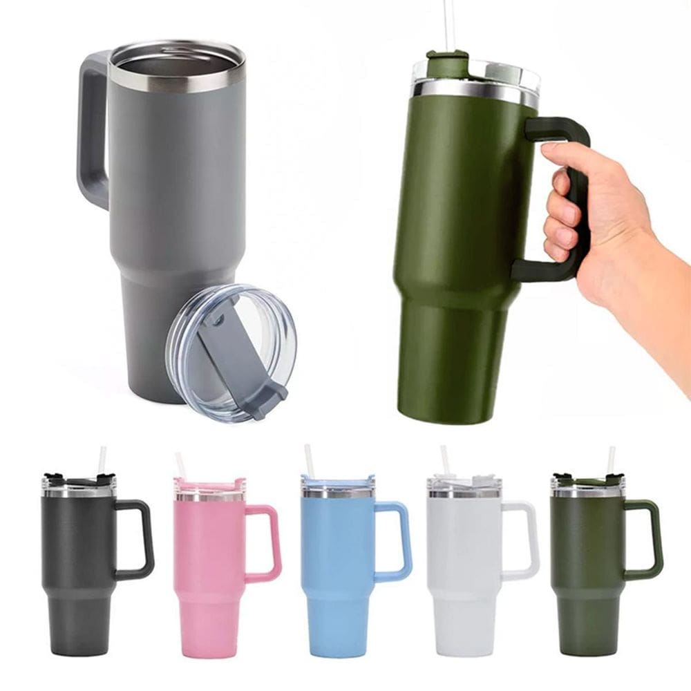 Copo Térmico Inox 1200Ml Com Alça E Canudo