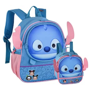 Kit Mochila De Costas Com Lancheira Tsum Tsum Stitch - Azul