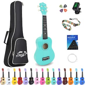 Ukulele Amdini Soprano Acústico Basswood de 21 polegadas com acesso.