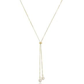 Gargantilha Gravata Pérola Banhada A Ouro 18K