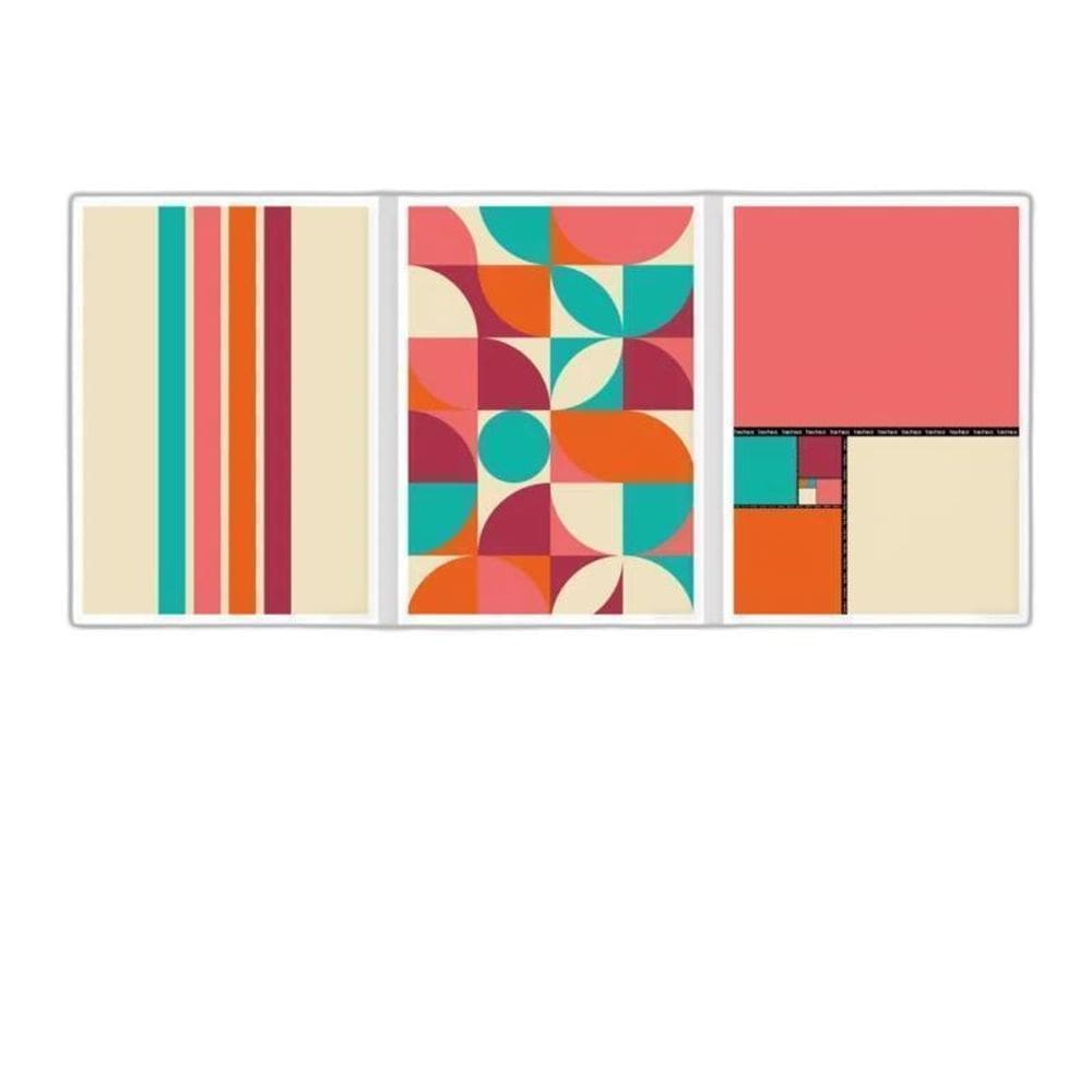 Kit 3 Quadros Bauhaus Dopamina 45X34Cm Branca