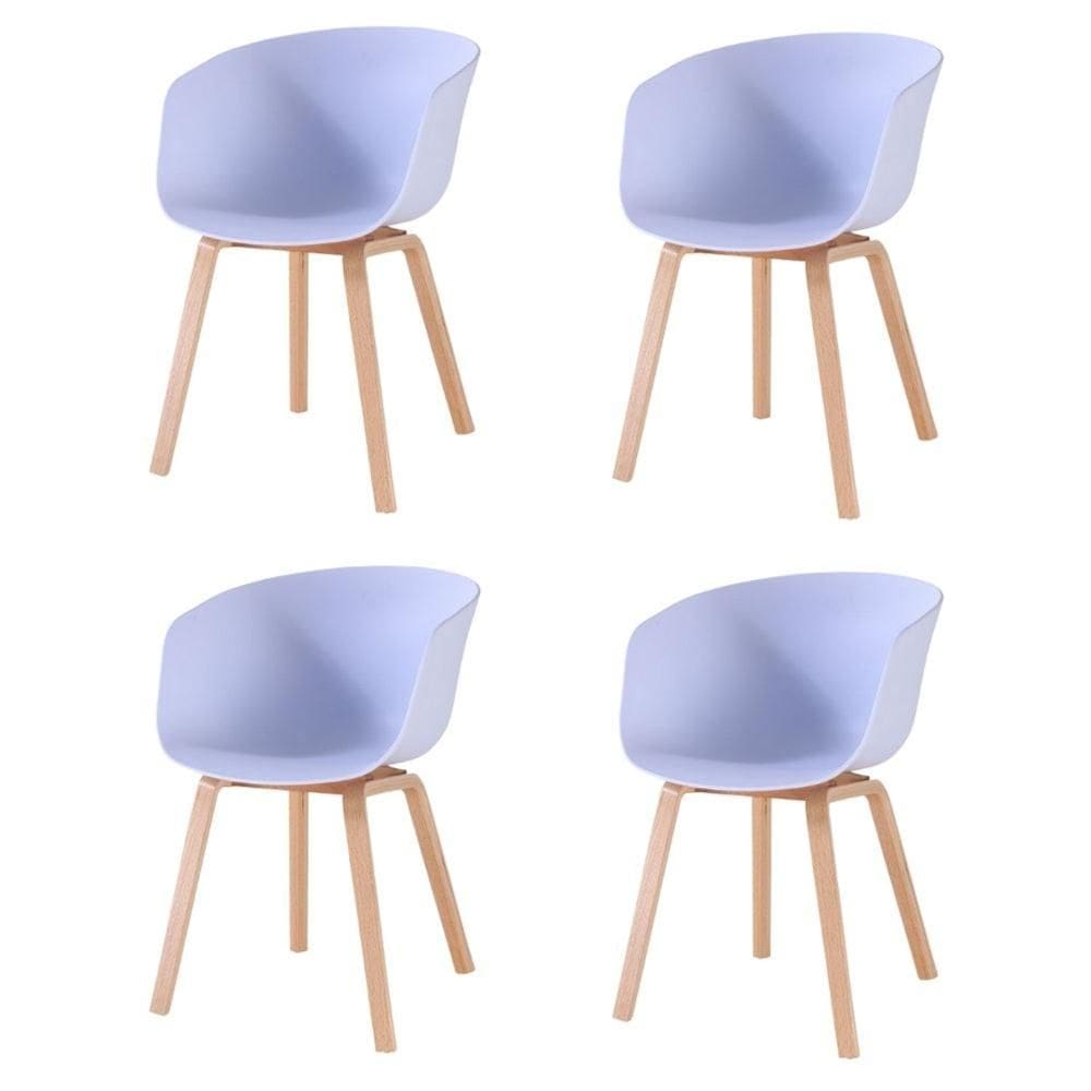 Kit 4 Cadeiras Toledo Fratini Assento em Polipropileno Branco Base Aço Acabamento idêntico á Madeira