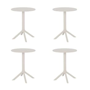 Kit 4 Mesas de Jantar Redonda Área Externa Taormina Drops Fratini 60 cm (larg) Polipropileno Nude