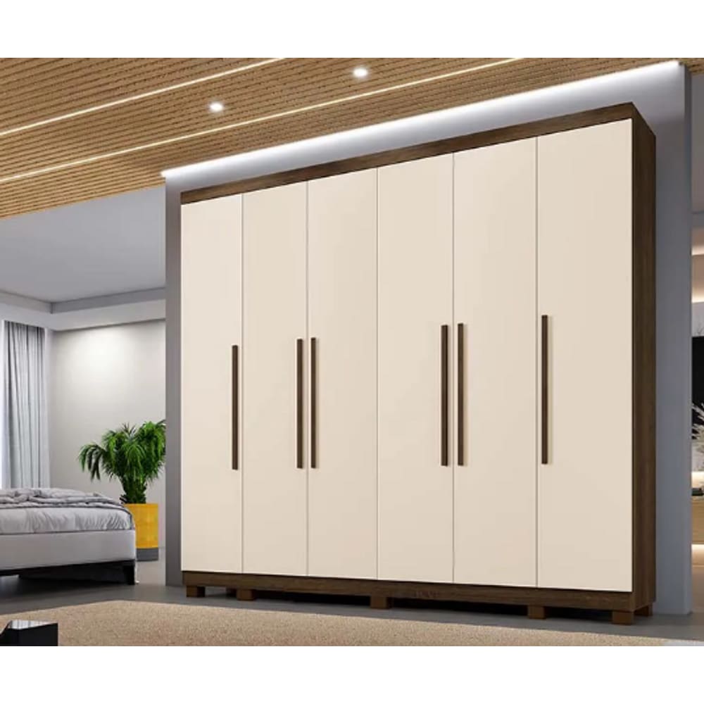 Guarda Roupa Casal 6 Portas Atlanta Benetil Móveis - Imbuia/Off