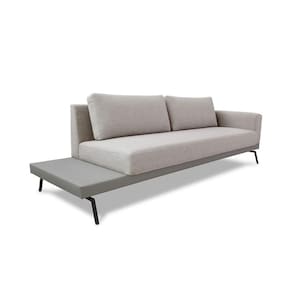 Sofá 3 Lugares Matteo com Mesa de Apoio Esquerda Linho Bege 180 cm